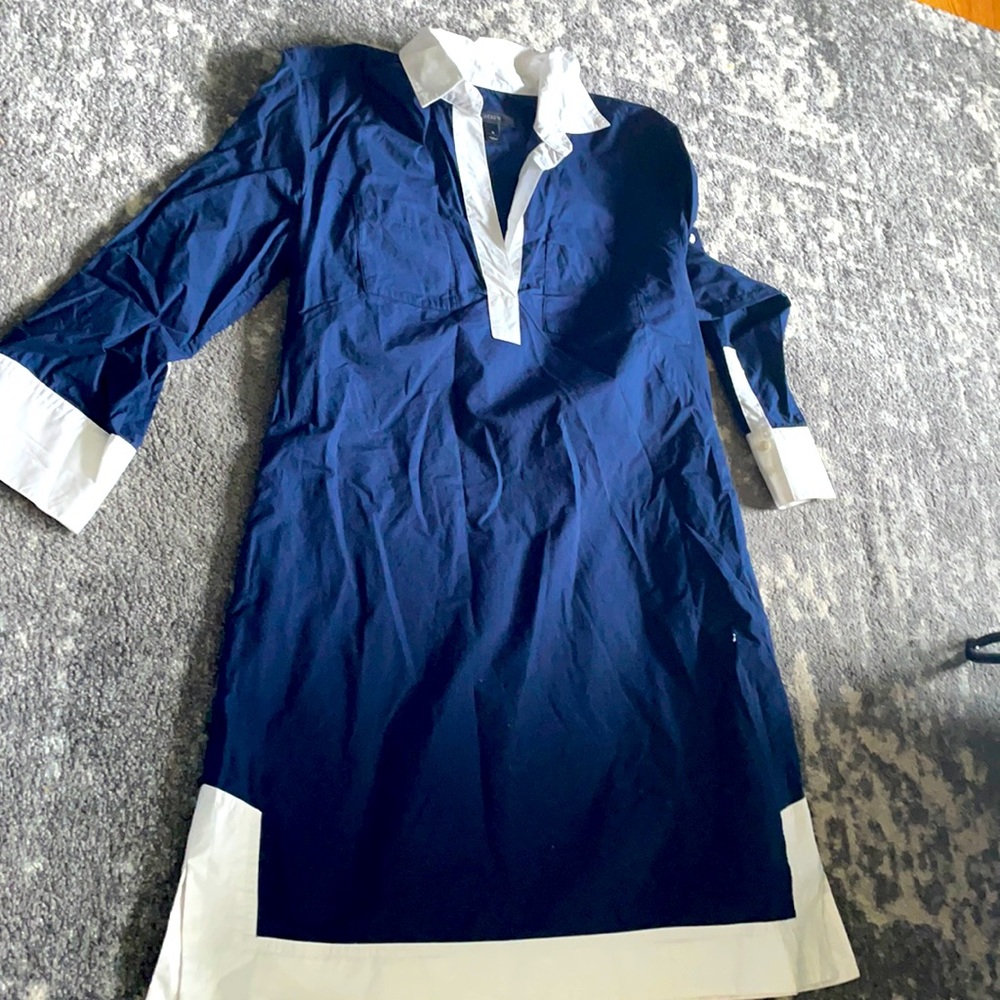 JCrew Navy Collared Longsleeve Dress